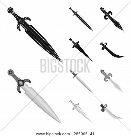 Vector Design Of Game  And Armor  Logo. Set Of Game  And Blade  Vector Icon For Stock.