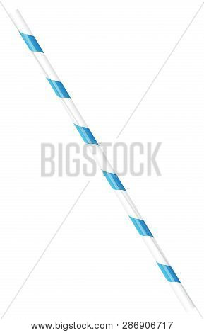 Drinking Straw. Juice Tube. Isolated On White Background. Vector Illustration. White And Blue Serpen