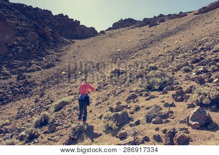 Adventure Female Vloger Using Action Camera Outdoor.