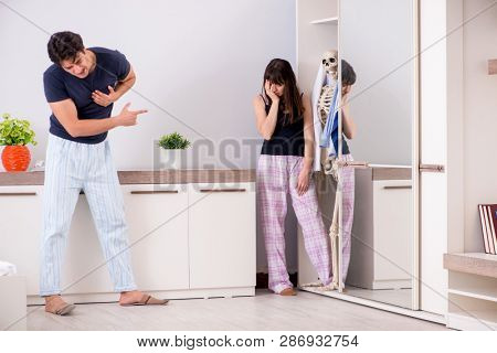 Concept of Skeleton in the cupboard or closet