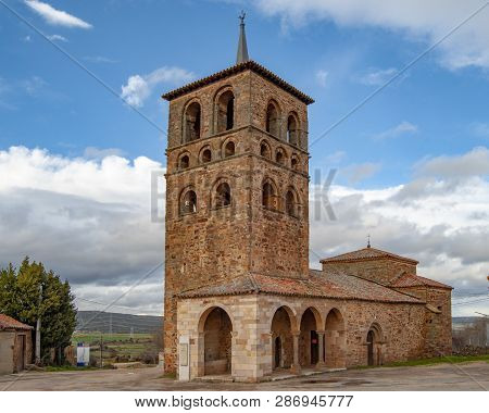 View Of The Romanesque Church Of Santa María Of The Village Of Tábara, In The Province Of Zamora