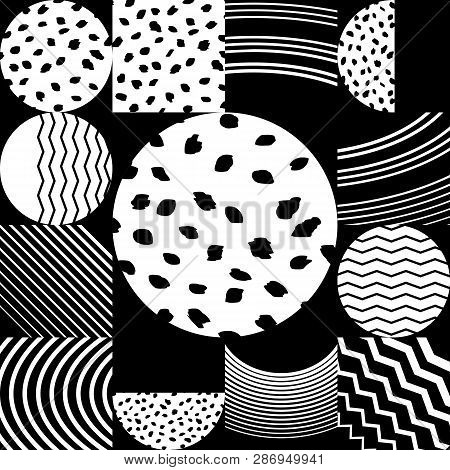 Vector Modern Simple Shapes Template Cover Design. Wthite And Black Illustration