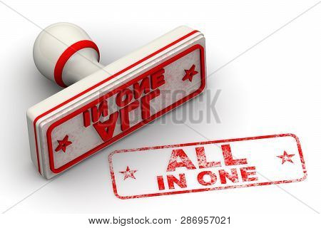 All In One. Seal And Imprint. Red Seal And Imprint All In One On White Surface. Isolated. 3d Illustr