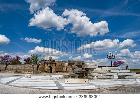 Almeida, Guarda, Portugal; May 2013: View Of  Door In The Wall In The Village Medieval Of Almeida In