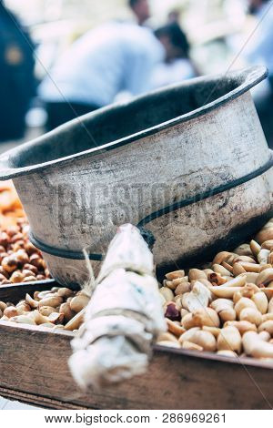 Mumbai India March 1, 2019 Closeup Of A Traditional Street Food Stall Located At Colaba District In 