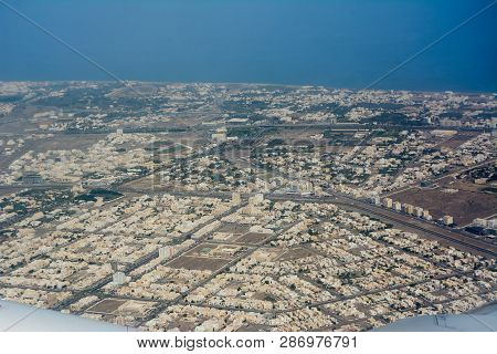 View From The Plane Of The City Of Seeb, Near Muscat (oman)