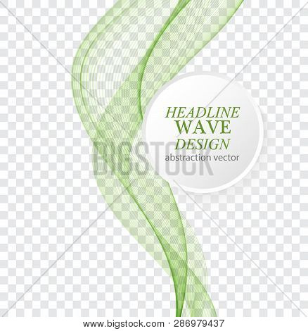 Abstract Vector Background, Green Waved Lines For Brochure, Website, Flyer Design.
