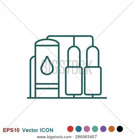Oil Storage Tank Icon Logo, Illustration, Vector Sign Symbol For Design