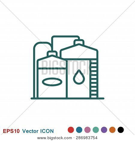 Oil Storage Tank Icon Logo, Illustration, Vector Sign Symbol For Design
