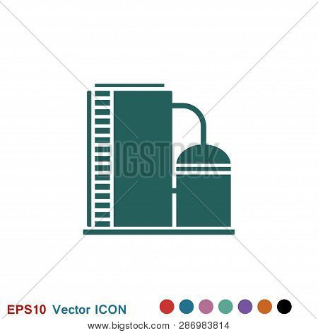 Oil Storage Tank Icon Logo, Illustration, Vector Sign Symbol For Design