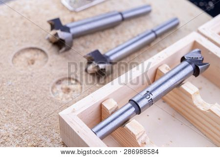 Carpentry Drill, Used To Mount Furniture Hinges. A Cutter Used To Mount Furniture From Chipboard. Da