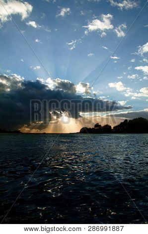 Sun's Rays, Sunset Over The Sea