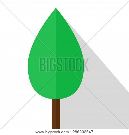 Flat Design Tree With Shadow On White Background