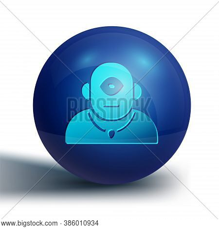 Blue Cyclops Icon Isolated On White Background. Blue Circle Button. Vector