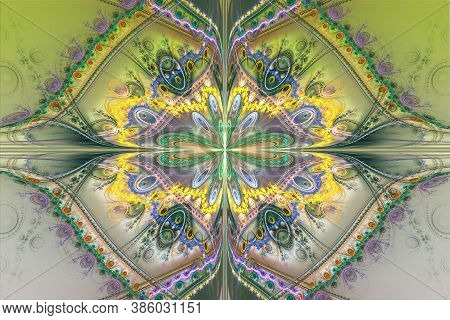 Green Fractal Geometric Pattern Illustration Neon Uv Physics Astrophysics