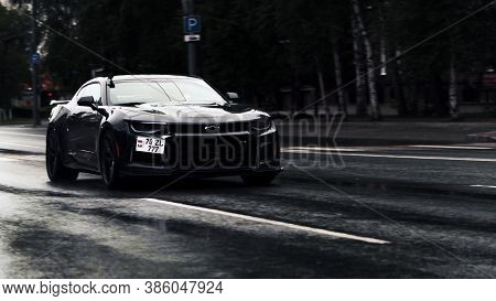 Tomsk, Russia - June 2, 2020: Chevrolet Camaro Zl1 The Exorcist Stands In The Middle Of The Street