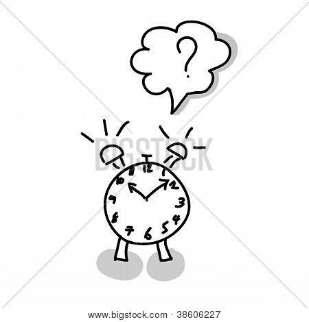 Alarm Clock Hand Writing On White Background