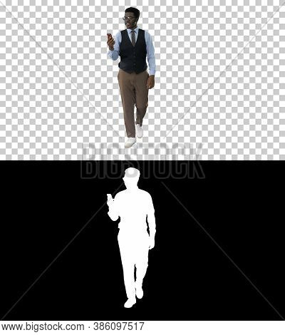 Smiling African American Businessman Making Video Call Holding M