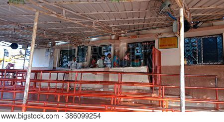 District Satna, India - September 13, 2019: Indian Traditional People Crowd On Entry Gate At Hindu R