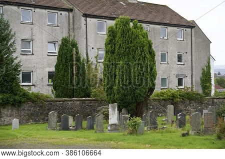 Derelict Abandoned Council House In Poor Housing Crisis Ghetto Estate Slum And Graveyard
