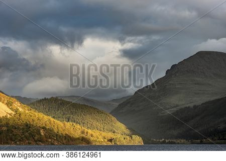 Stunning Landscape Image Looking Across Ennerdale Water In The English Lake District Towards The Pea