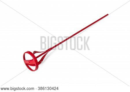 Mixer In Electric Drill For Mixing Construction Mixtures Isolated On White