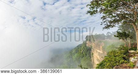 The Fog Spreads Beautifully. At Pha Mo E Daeng, Sisaket, Thailand.