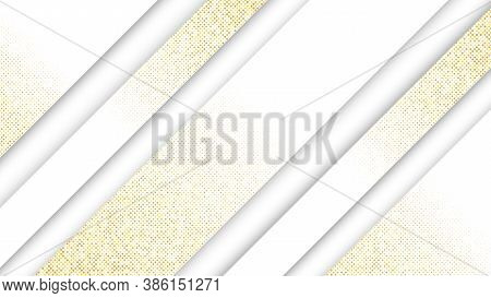 White Luxury Background With Diagonal Stripes In White And Gold And With Shadows And Glitters