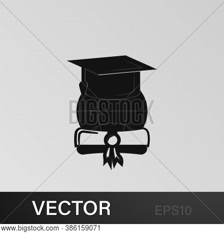 Graduation Cap, Hat With Diploma Icon. Education, Academic Degree. Signs, Outline Symbols Collection