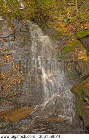 Quiet Juney Whank Falls In The Early Fall In The Great Smoky Mountains In North Carolina