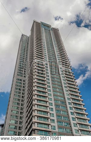 Daejeon, South Korea; September 15, 2020: For Editorial Use Only. Low Angle View Of Of One Tower Tha