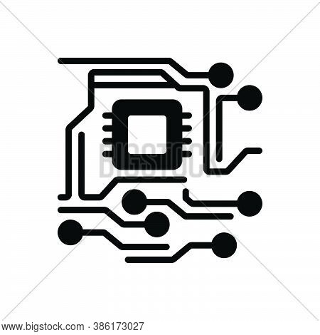 Black Solid Icon For Electronic Circuit Digital Microchip Tech Chip Semiconductor Board Memory