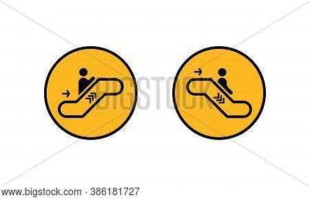 Escalator Icon Set. Up And Down. Bussiness Concept. Vector On Isolated White Background. Eps 10