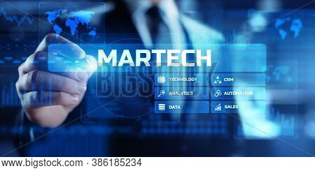 Martech, Marketing Technology Business Concept On Virtual Screen Dashboard.