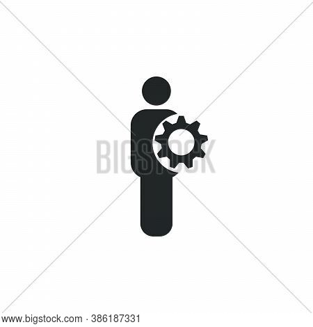 Human With Gear. Idea And Innovation Concept. Stock Vector Illustration Isolated On White Background