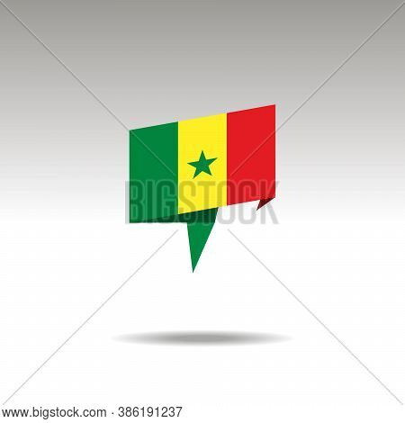 Senegal Paper Flag 3d Realistic Speech Bubble On White Background