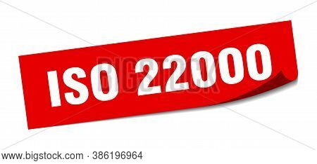 Iso 22000 Sticker. Square Isolated Label Sign. Peeler