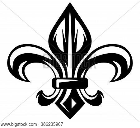 Fleur De Lis. Vintage Symbol. Monochrome Vector Illustration.
