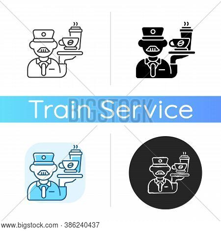 Stewart Icon. Linear Black And Rgb Color Styles. Railway Service, Comfortable Railroad Travel. Profe