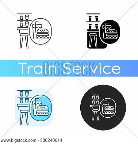 Snack Bar Icon. Linear Black And Rgb Color Styles. Onboard Restaurant Wagon For Passengers. Railroad