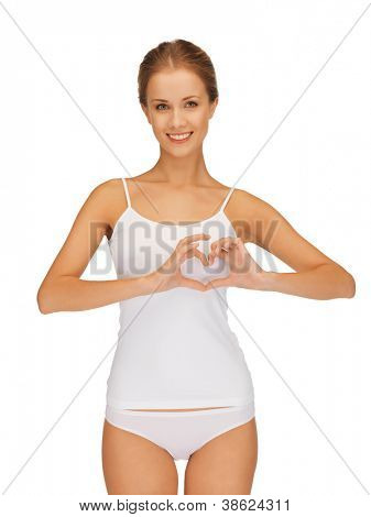 schöne Frau in Herzform bilden Baumwolle-undrewear