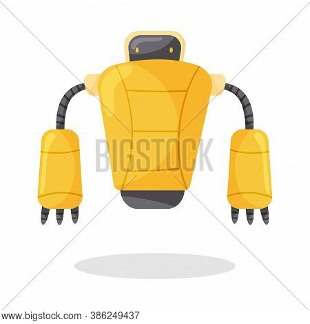 Yellow Iron Humanoid Or Robot With Head And Limbs As Artificial Intelligence Vector Illustration