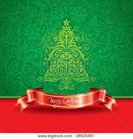 Albero di Natale di carta da parati con banner barra multifunzione.