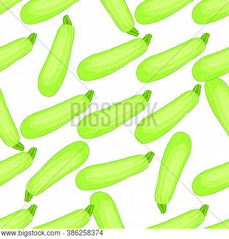 Illustration On Theme Of Bright Pattern Zucchini, Vegetable Squash For Seal. Vegetable Pattern Consi
