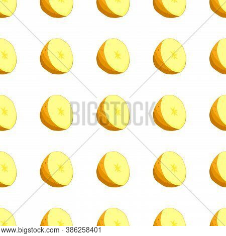 Illustration On Theme Of Bright Pattern Brown Potato, Vegetable Batat For Seal. Vegetable Pattern Co