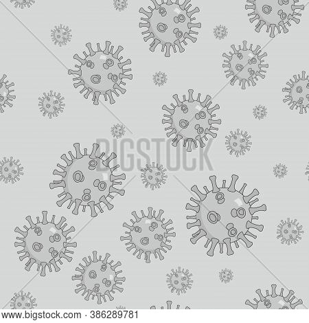 Seamless Pattern Coronavirus Pattern In Gray Colors