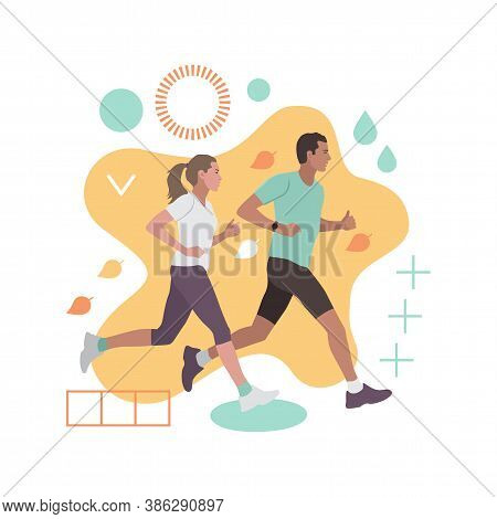 Running Man And Woman Fashion Abstract Composition