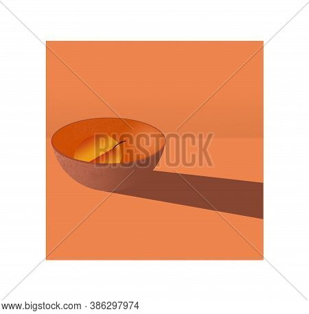 Abstract Wooden Bowls Are Seen With Fruit In This Decorative Food Illustration.