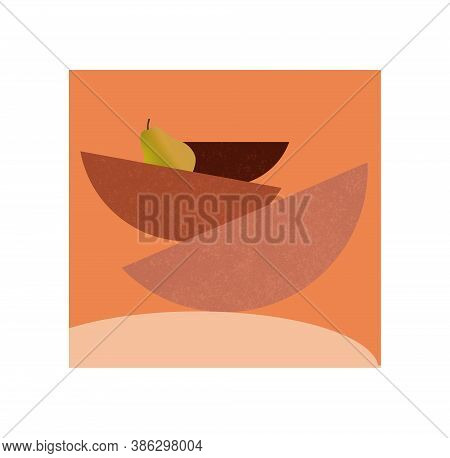 Abstract Wooden Bowls Are Seen With Fruit In This Decorative Food Illustration.
