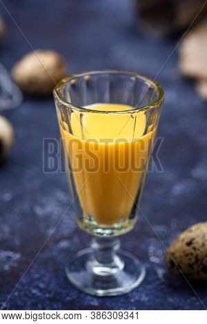 Glass Of Egg Liquor And Quail Eggs